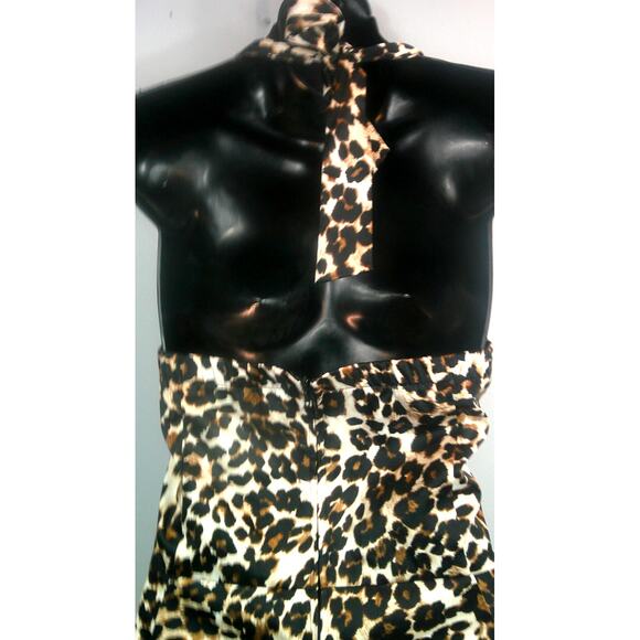 Stop Staring Leopard, Halter, Backless Romper Shorts Women's 22 Plus - Picture 5 of 9